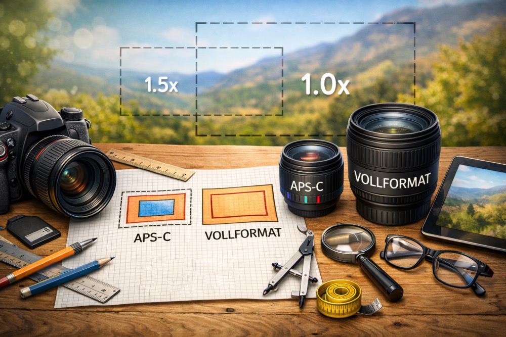 KI-Schaubild Cropfaktor und Kameras